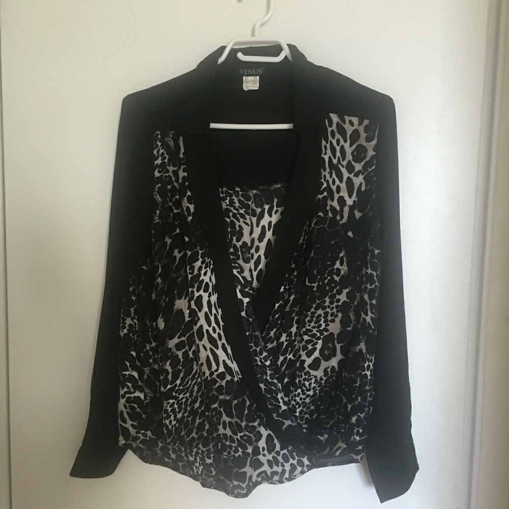 Venus Animal Print Long Sleeve Blouse